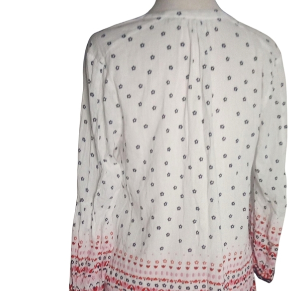 Boden Cotton Lightweight Floral Print Tie Neck Peasant Blouse Size 4 - Picture 5 of 8